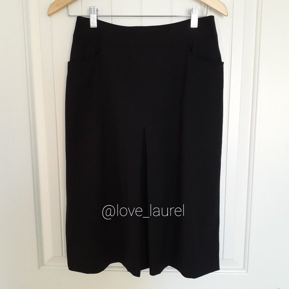 Chanel Wool Skirt With Pockets & Inverted Pleat Silk Lining Size 10 - Picture 1 of 14